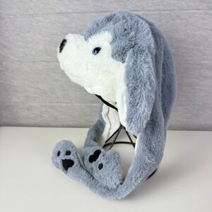Plush Husky Dog Hat with Moving Ears | Press-the-Paws Ear Flap Hat‎